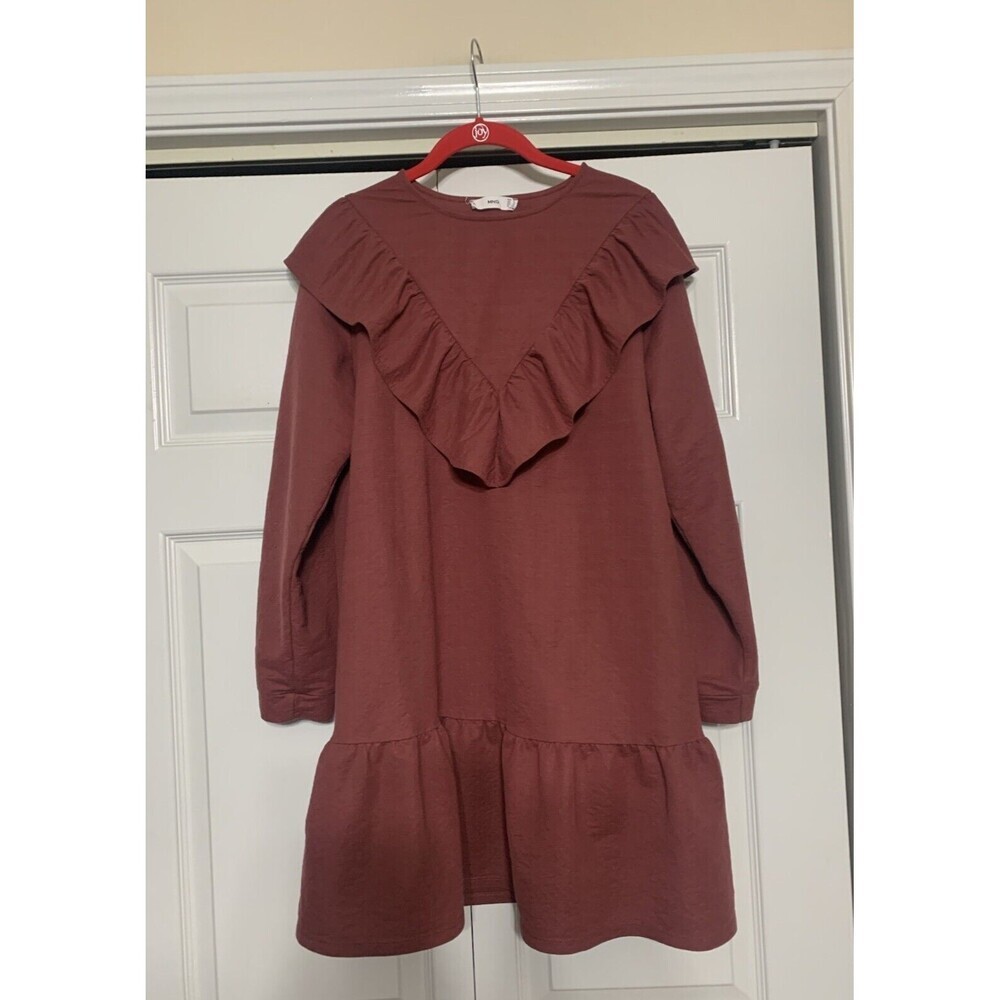 Mango Ruffled Mini Dress in Mauve